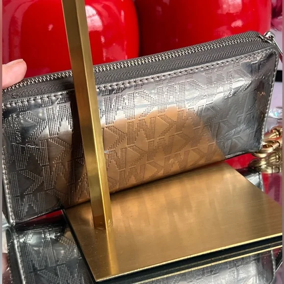 Michael Kors Metallic Logo Wallet with Gold Chain - Picture 8 of 12